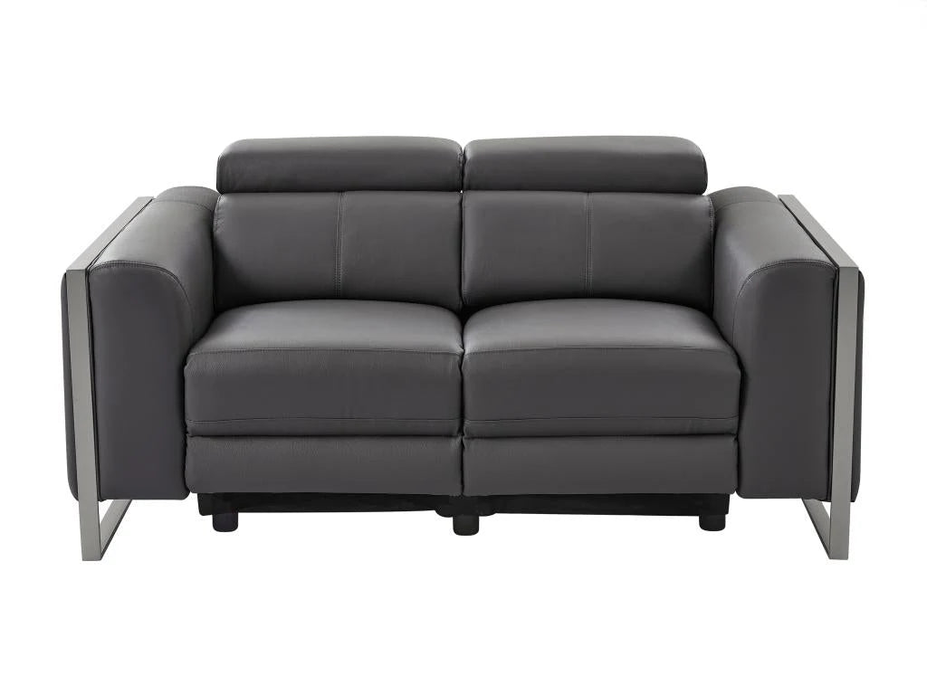 Meublori 2-Sitzer-Elektrosofa aus anthrazitgrauem Leder Meublori