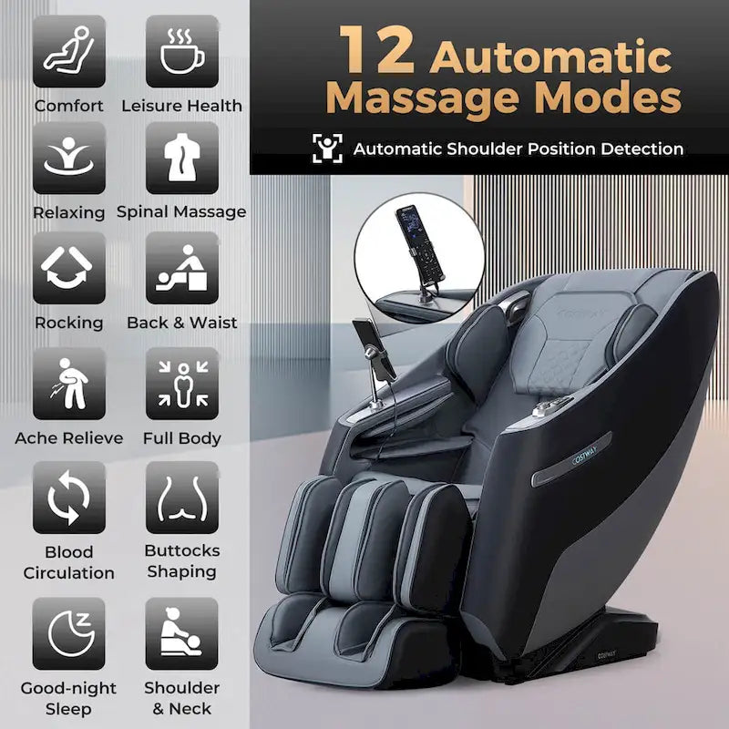 Costway Schwerelosigkeits-Massagesessel mit SL-Schiene und Taillenmassage