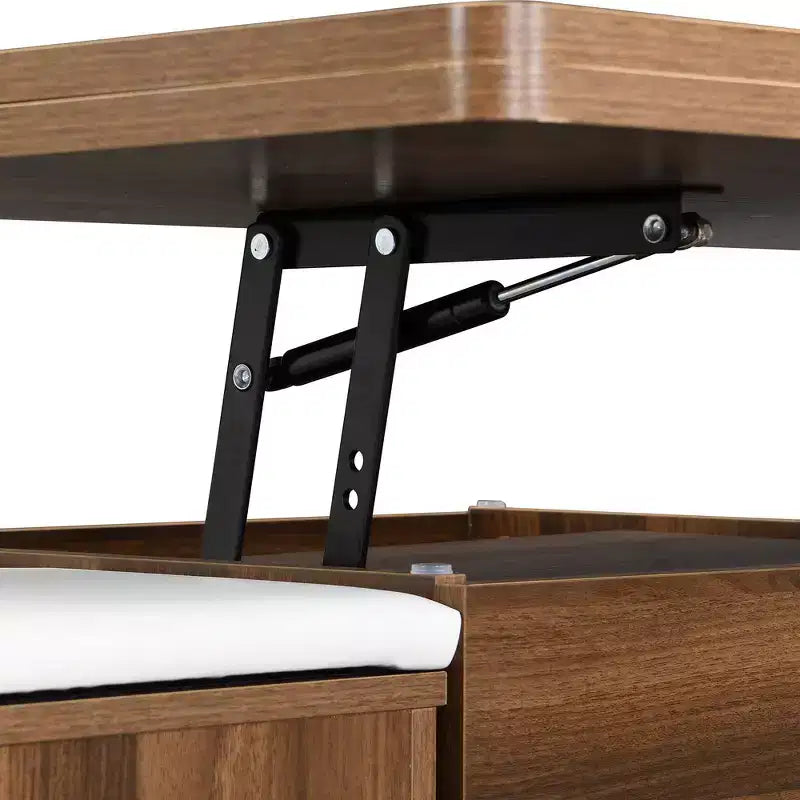Multifunktionaler moderner Couchtisch mit Hebefunktion, verstecktem Stauraum, 4 Hockern und Rollen, perfekt für moderne Wohnbereiche