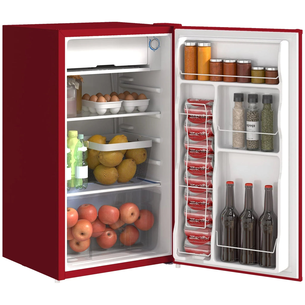HOMCOM 90L Mini-Kühlschrank mit Gefrierfach, Kompakter Kühlschrank mit einer Tür und einstellbarem Thermostat für Schlafzimmer