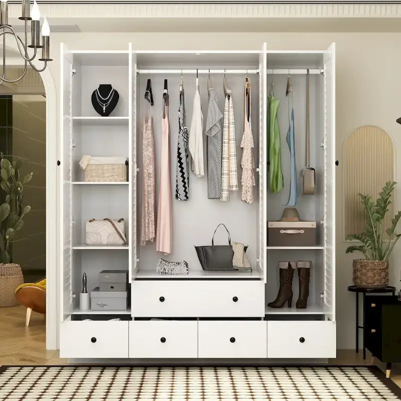 Kleiderschrank Hochschrank Schrank 59B Großer Freistehender Kleiderschrank Weiß