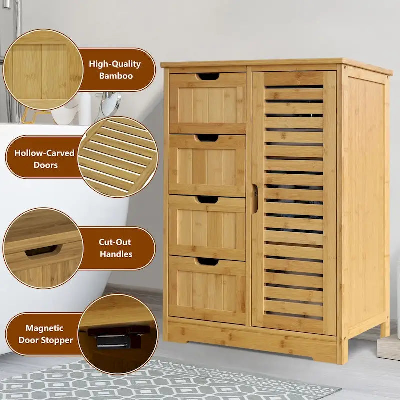 VEIKOUS Badezimmer-Bodenschrank mit 4 Schubladen