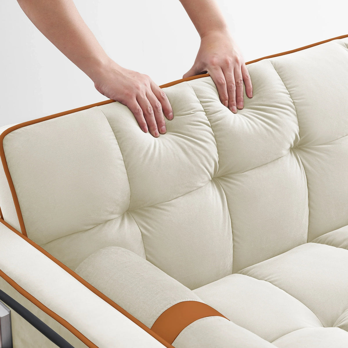 Samt-Schlafsofa zum Umbauen, 140 cm, 2-Sitzer, mit Ausziehbett, verstellbarer Rückenlehne, Seitentaschen und Handyhalterung