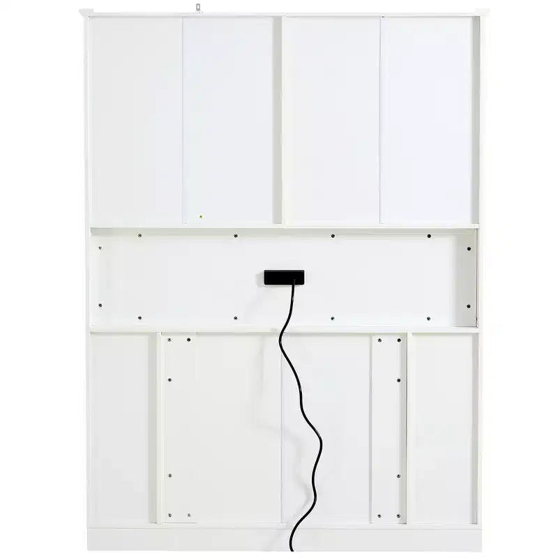 Whisen 180 cm hohe freistehende Küchenpantry, großer Esszimmer-Vorrratsschrank, Anrichte mit 4 faltbaren Türen, Einlegeböden, Weinregalen