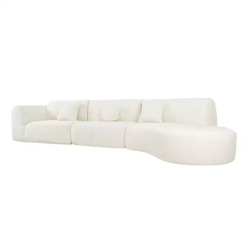 140-Zoll Modernes geschwungenes Ecksofa mit Récamiere, 3-teiliges Set, für Wohnzimmer
