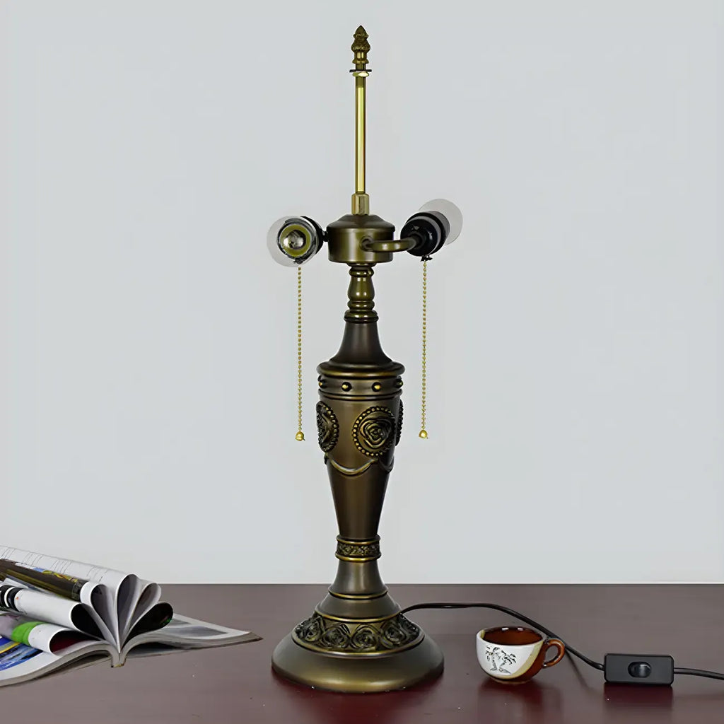 HomeyFad 2-Flammige Vintage-Tischleuchte mit Glasschirm aus Edelstahl