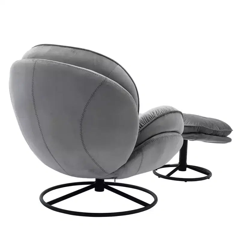 Okak Samt-Akzentsessel mit Ottoman, moderner Armloser Sessel im Mid-Century Stil für das Wohnzimmer, weicher bequemer Sessel zum Fernsehen, Gaming