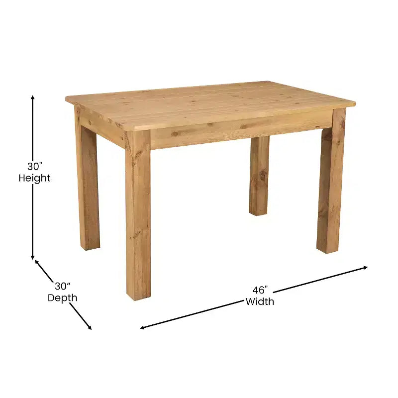 Flash Furniture 46 x 30 rechteckiger Esstisch aus massiver Kiefer im Landhausstil