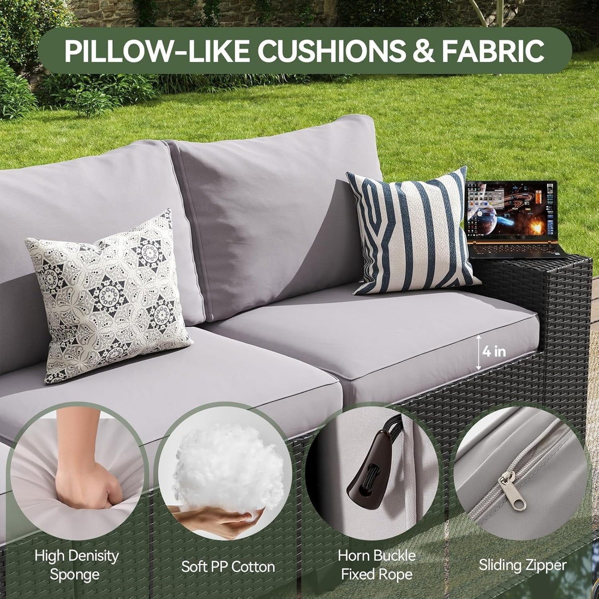 Gartensitzgruppen mit 10 cm dicken Kissen