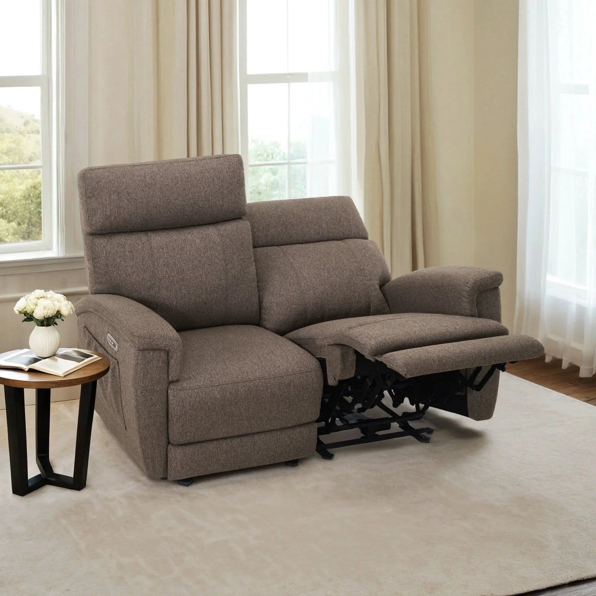 MCombo 60.2 Power Loveseat Relaxsofa mit Massage und zweifacher Heizung, verstellbarer Kopfstütze, USB- & Typ-C-Anschluss, Stoff