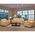 Simon Hellbraun-braunes Ledergel-Sofa, Loveseat und Sessel-Set