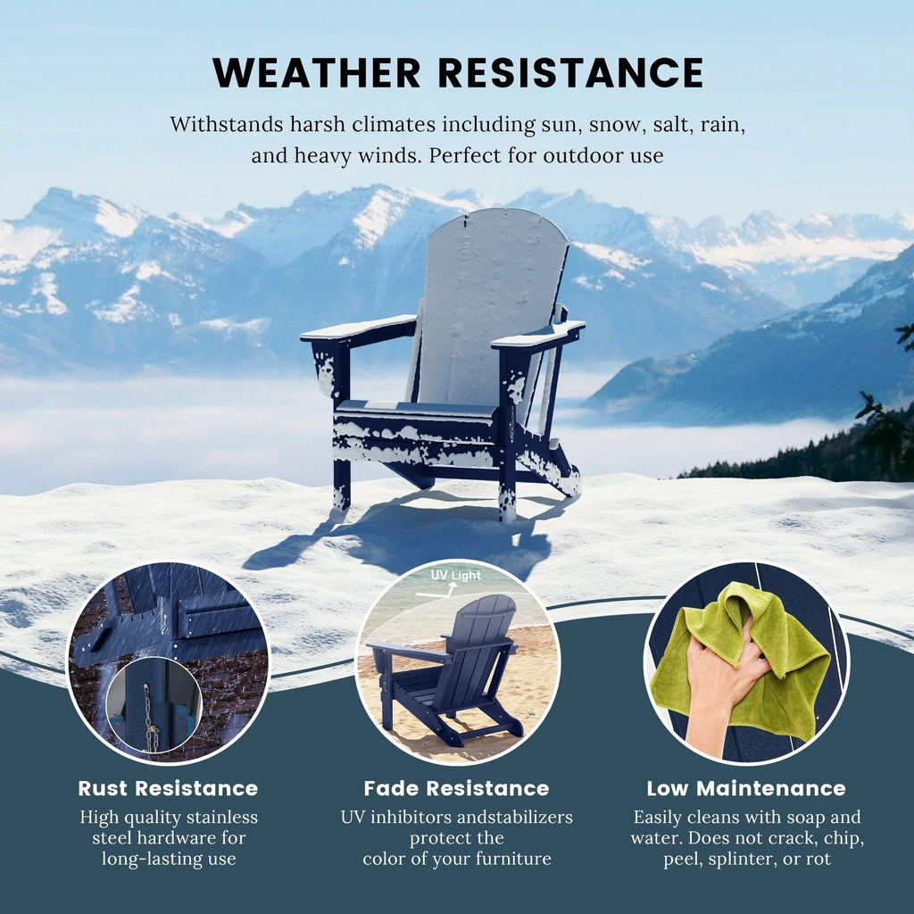Polytrends Laguna Faltbarer Adirondack-Stuhl für den Außenbereich, wetterfest und lichtbeständig