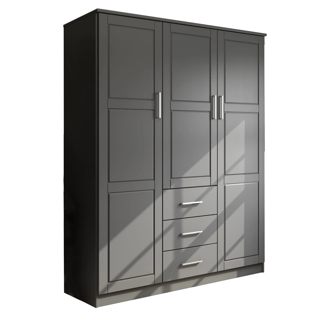Palace Imports 100% Massivholz Cosmo Kleiderschrank mit 3 Türen mit Massivholz- oder Spiegeltüren