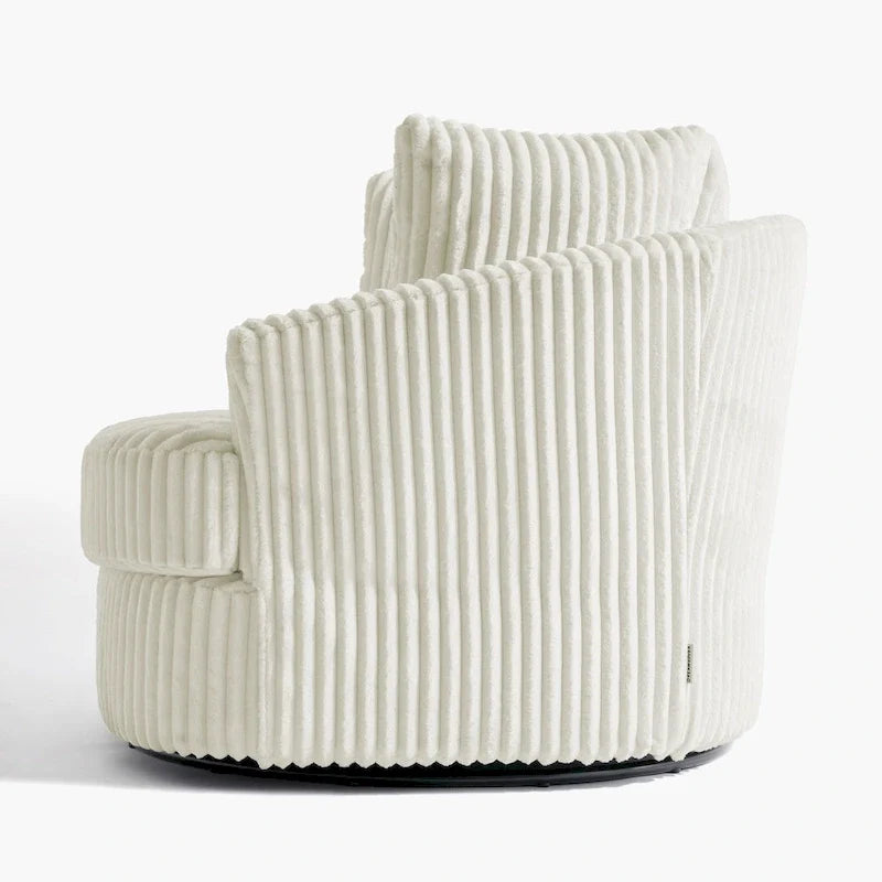 2er-Set übergroßer 43 W Plüsch-Cord-Drehsessel mit Kissen