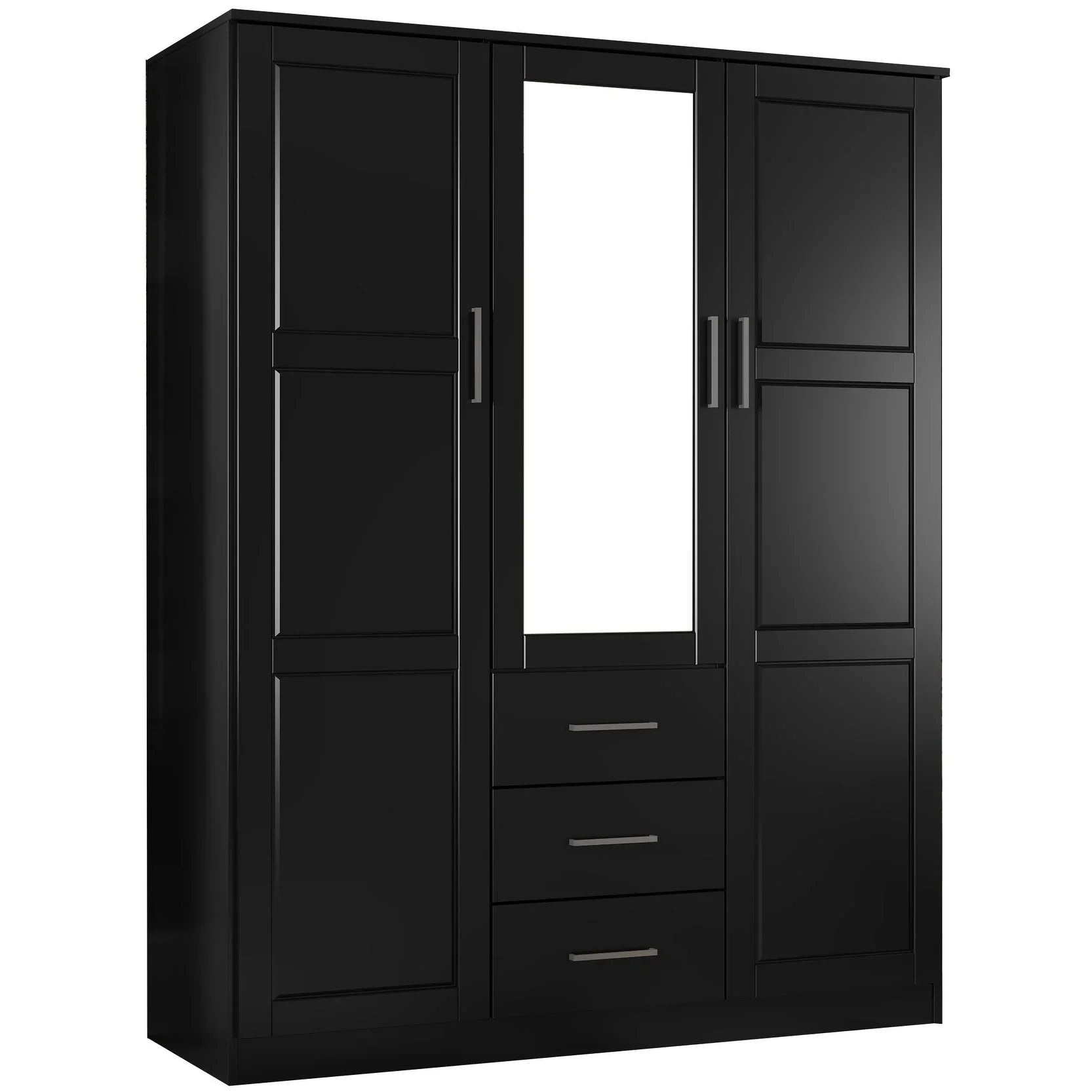 Palace Imports 100% Massivholz Cosmo Kleiderschrank mit 3 Türen mit Massivholz- oder Spiegeltüren