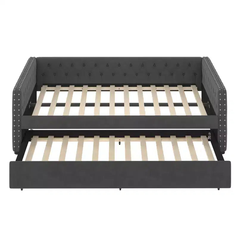 Bellemave Tagesbett mit Ausziehbett, Schlafsofa, Tagesbett mit Rollbett für Erwachsene, Kinder, Mädchen, Jugendliche, Grau