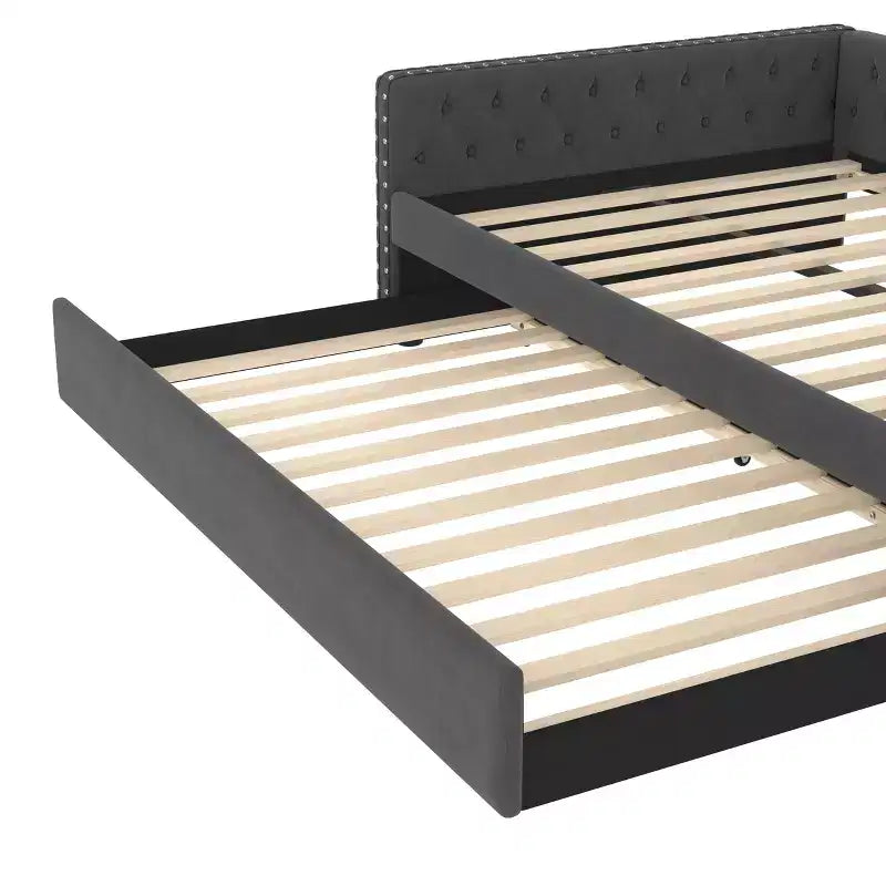 Bellemave Tagesbett mit Ausziehbett, Schlafsofa, Tagesbett mit Rollbett für Erwachsene, Kinder, Mädchen, Jugendliche, Grau