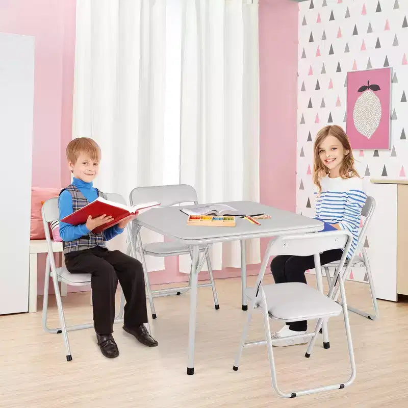 GustoWave Metall-Klappkartentisch und Stühle-Set, Ledergepolsterte Klappstühle mit bequemer Polsterung und robustem Stahlrahmen, quadratischer Tisch