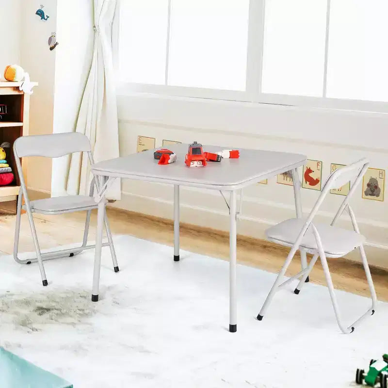 GustoWave Metal Folding Card Table and Chair Set of,Leather Padded Folding Chairs with Comfortable Cushion and Durable Steel Frame,Square Table