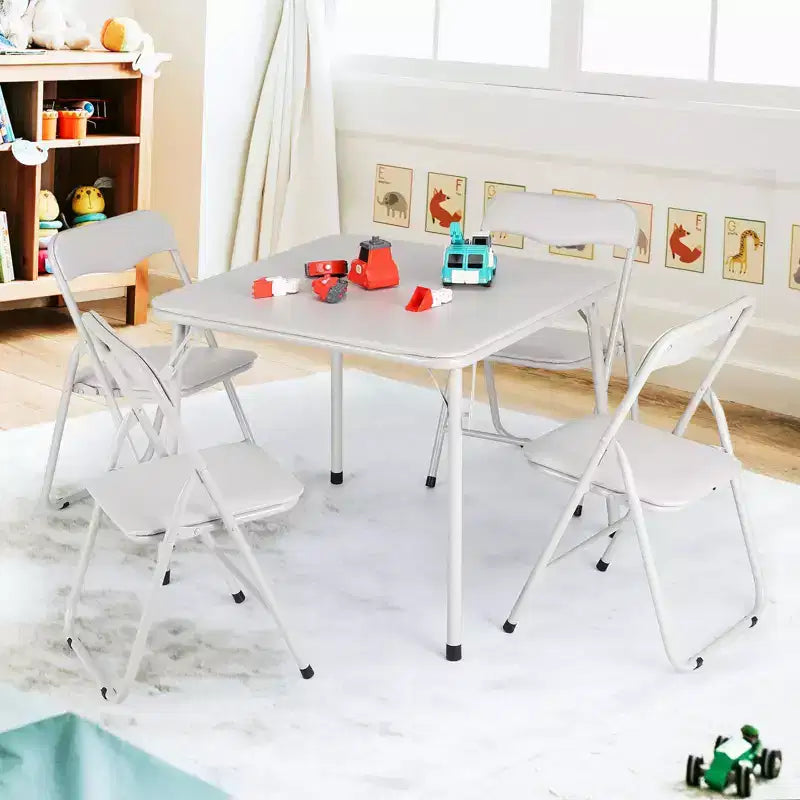 GustoWave Metall-Klappkartentisch und Stühle-Set, Ledergepolsterte Klappstühle mit bequemer Polsterung und robustem Stahlrahmen, quadratischer Tisch