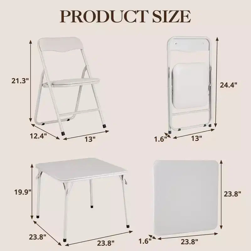 GustoWave Metall-Klappkartentisch und Stühle-Set, Ledergepolsterte Klappstühle mit bequemer Polsterung und robustem Stahlrahmen, quadratischer Tisch