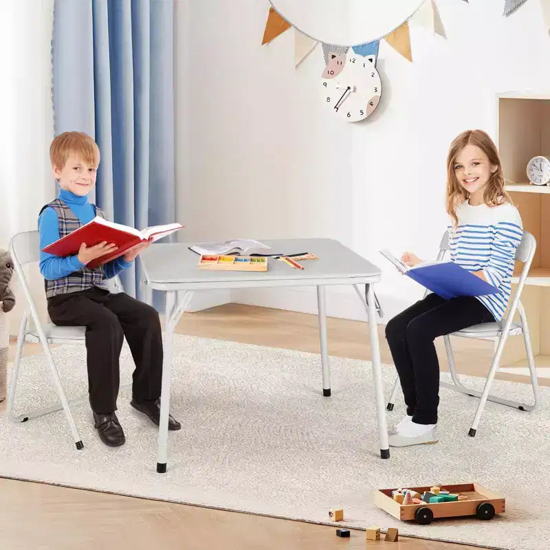 GustoWave Metall-Klappkartentisch und Stühle-Set, Ledergepolsterte Klappstühle mit bequemer Polsterung und robustem Stahlrahmen, quadratischer Tisch