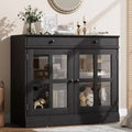 Kitchen Storage Cabinet, 2 Glass Door Buffet Sideboard with a Large Storage Drawer, with Adjustable Shelf for Dining Room, Kitchen, Entryway