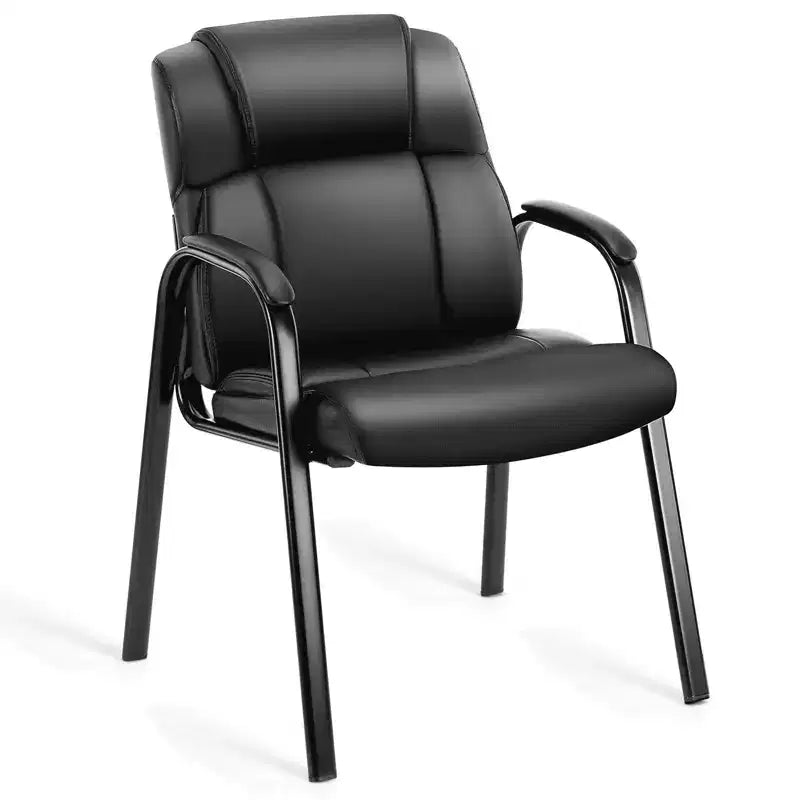 MAYEERTY PU Leather Executive Office Chair Conference Room Reception Chairs with Padded Arms No Wheels