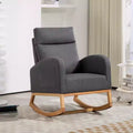 Rocking Chair Nursery Glider Chair, Upholstered Rocking Chair for Nursery with Rubber Wood Legs, Comfy High Backrest, Side Pockets, Armchair
