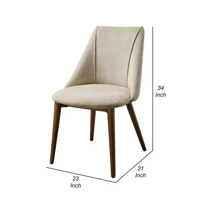 Royal Hampton Esszimmerstuhl 2er-Set, beiger Stoff, konische braune Beine