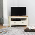GDFStudio Cordoba Modern Wood Corner TV Stand with Drawers and Open Shelf