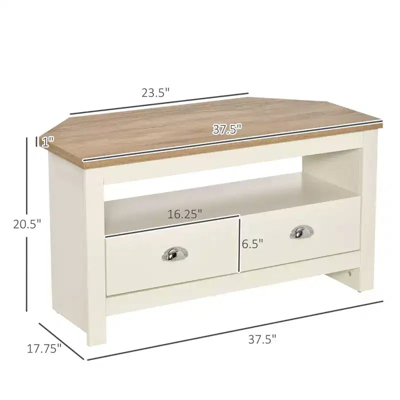 GDFStudio Cordoba Modernes Eck-TV-Möbel aus Holz mit Schubladen und offenem Regal