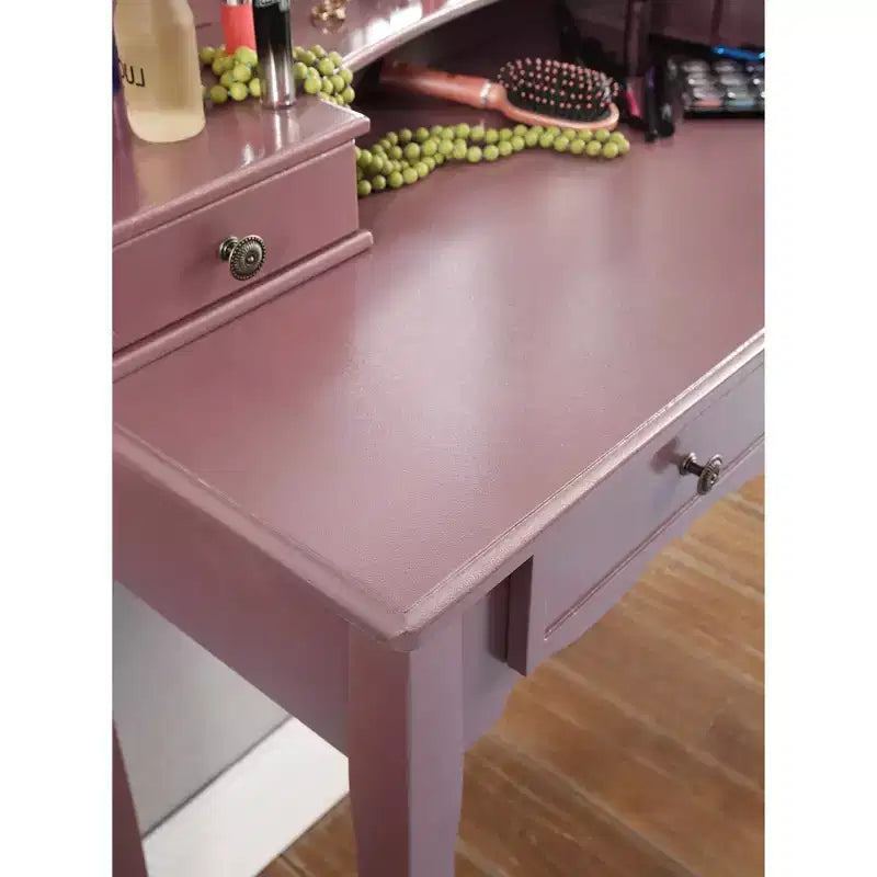 Sanlo Schminktisch und Hocker Set aus Holz, Roségold