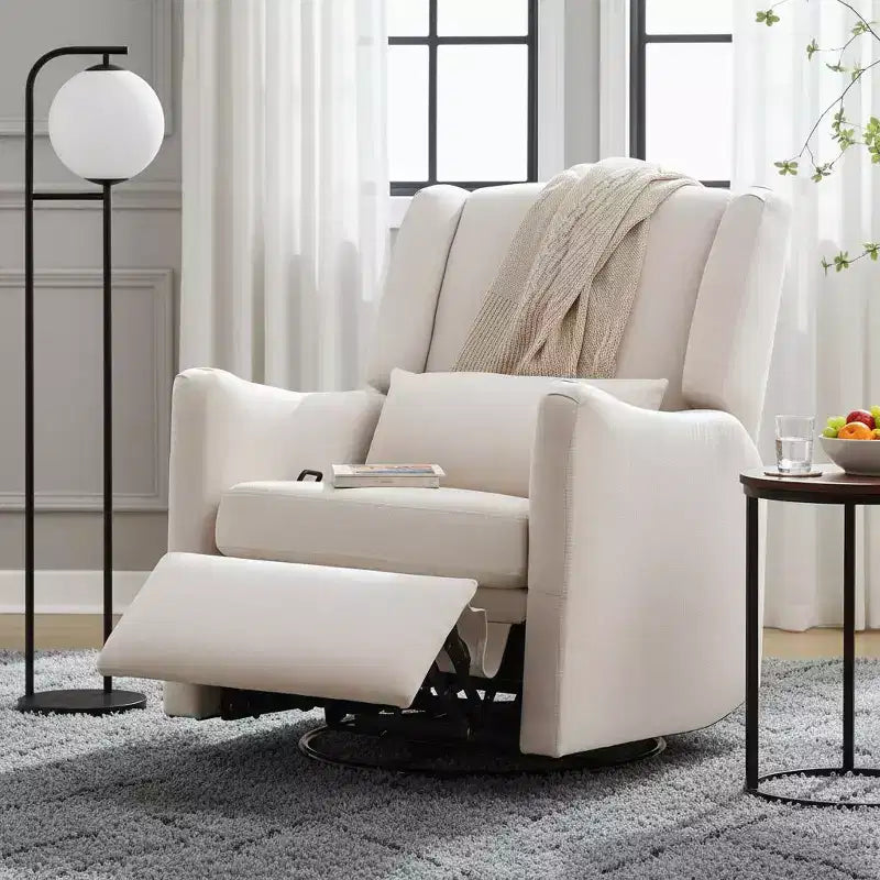 Polibi Modern Wingback Glider Recliner Chair with Swivel Base