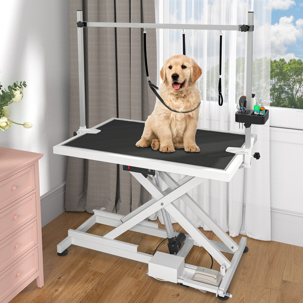 Professioneller elektrischer Hundepflegetisch für große Hunde, Hochleistungs-Haustierpflegetisch mit Hundefrisierarm aus Aluminium – 127 cm B