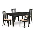 HomeStock 5-Piece Rectangle Black Finish Solid Wood Top Dining table with 4 Chairs