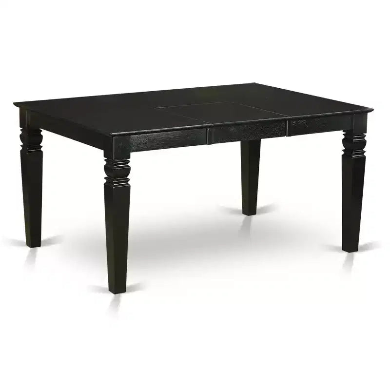 HomeStock 5-teiliger rechteckiger Esstisch aus Massivholz mit schwarzem Finish und 4 Stühlen
