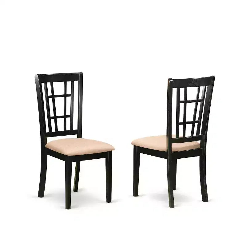 HomeStock 5-teiliger rechteckiger Esstisch aus Massivholz mit schwarzem Finish und 4 Stühlen