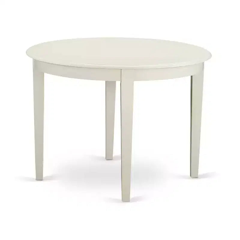 3-teiliges Essgruppen-Set – Küchentisch & 2 Stühle – Kleiner runder Tisch – Leinenweiß & Babyblau