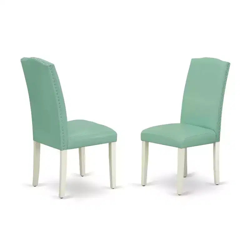 HomeStock 5-teiliges Esszimmer-Set aus Massivholz, weiß lackiert, runder Tisch mit Klappflügeln, für 4 Personen