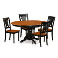 HomeStock 5-Piece Oval Black and Cherry Finish Solid Wood Top Dining table with 4 Chairs