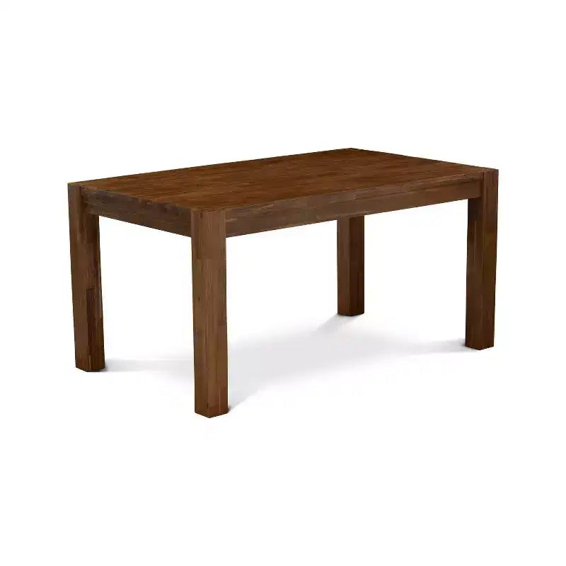 5-teiliges Esszimmer-Set aus Massivholz mit natürlicher brauner Oberfläche und gepolsterten Stühlen mit hoher Rückenlehne – für 4 Personen