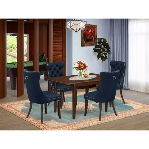 5-teiliges Esszimmer-Set aus Massivholz mit Mahagoni-Finish – Rechteckig – Platz für 4 Personen