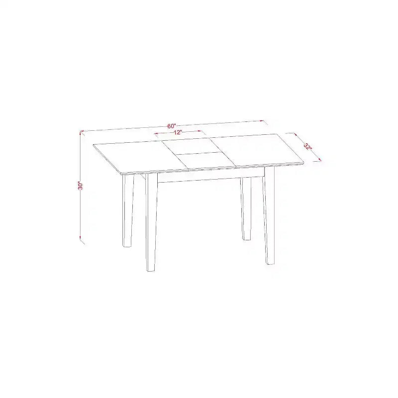 5-teiliges Esszimmer-Set aus Massivholz mit Mahagoni-Finish – Rechteckig – Platz für 4 Personen