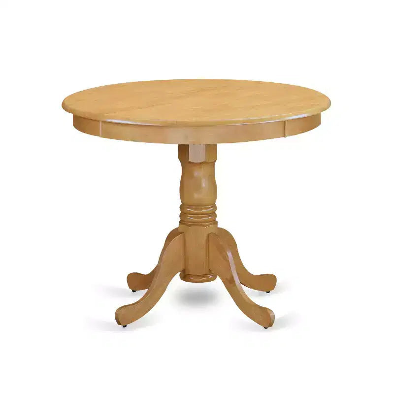 HomeStock 3-Piece Round Natural Oak Finish Solid Wood Top Dining Table with 2 Chairs