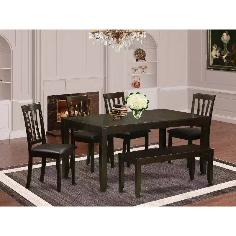 Viktorianisches Esszimmer-Set – Tisch mit Einlegeplatte & Stühlen – Elegantes Küchenset