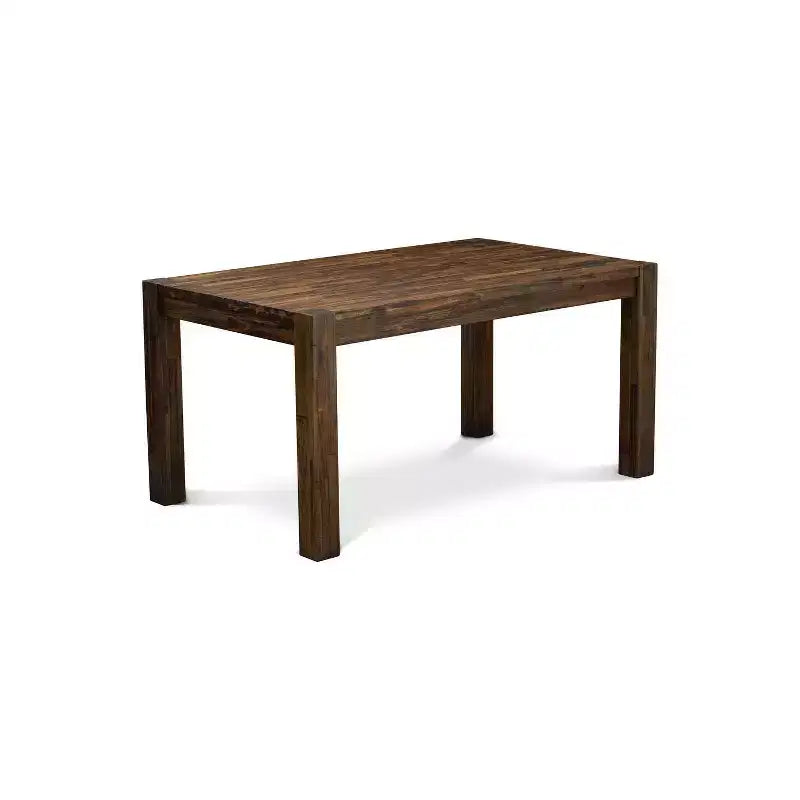 5-teiliges Esszimmer-Set mit rechteckiger, naturfarbener Massivholzplatte und Knopfheftung – für 4 Personen