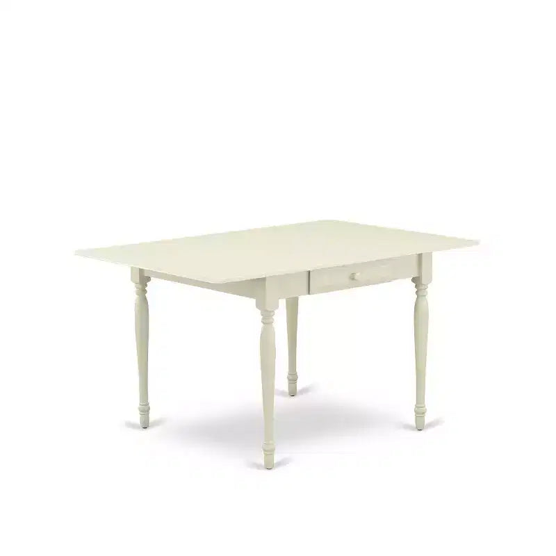 5-Piece Linen White Finish Solid Wood Top - Rectangular Dining Room Set - Seats 4