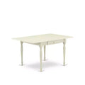 5-Piece Linen White Finish Solid Wood Top - Rectangular Dining Room Set - Seats 4