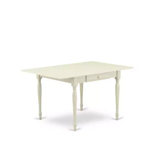 5-Piece Linen White Finish Solid Wood Top - Rectangular Dining Room Set - Seats 4